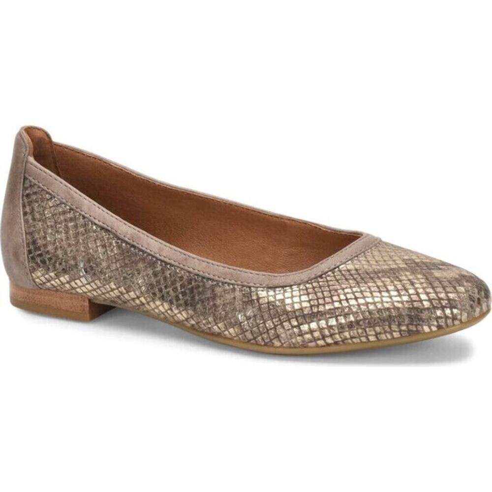 Sofft Metallic Taupe Snake-Effect Leather Ballet Flat